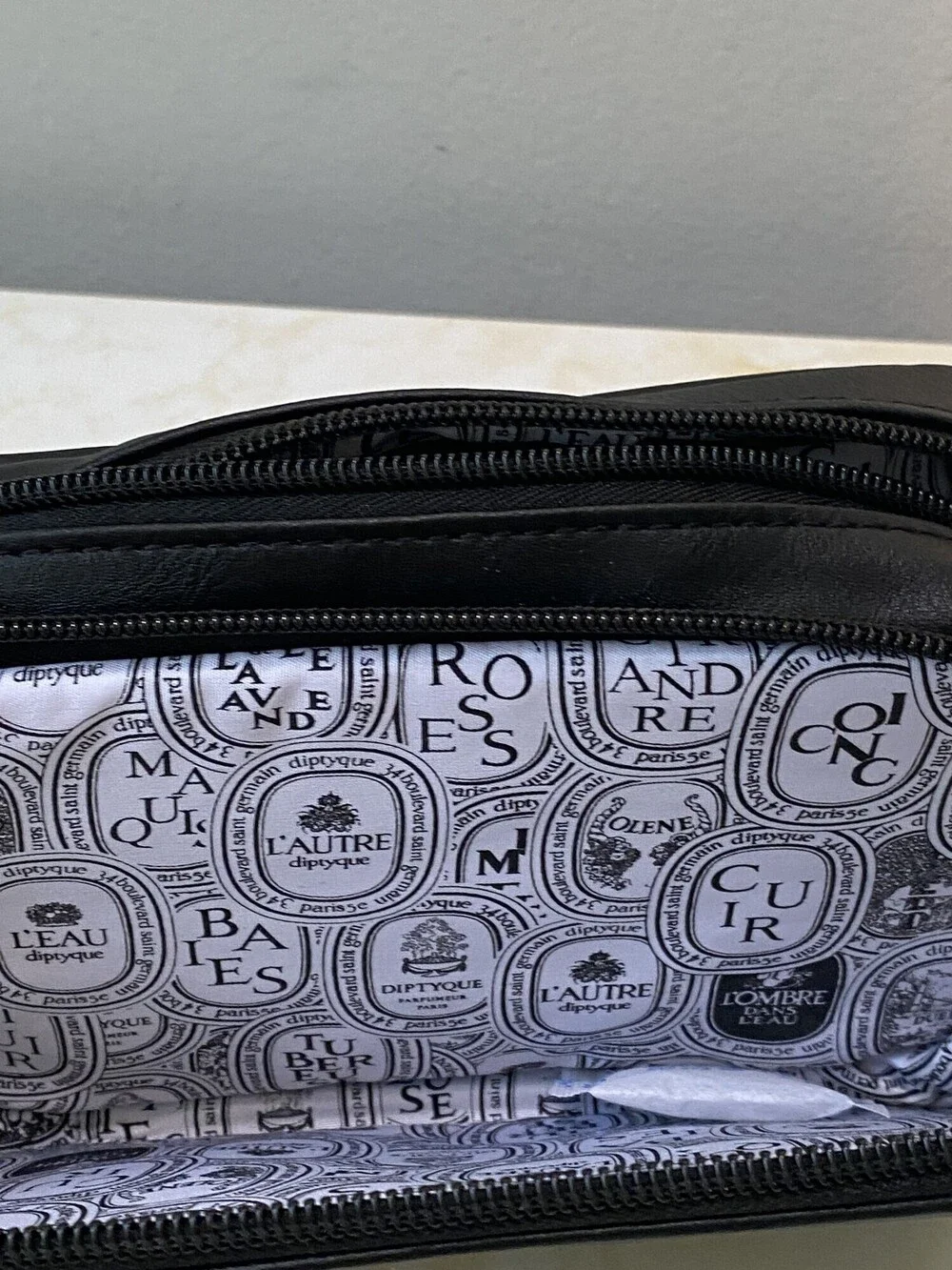 New Diptyque Paris Black Double Zip Travel Cosmetic Case Pouch